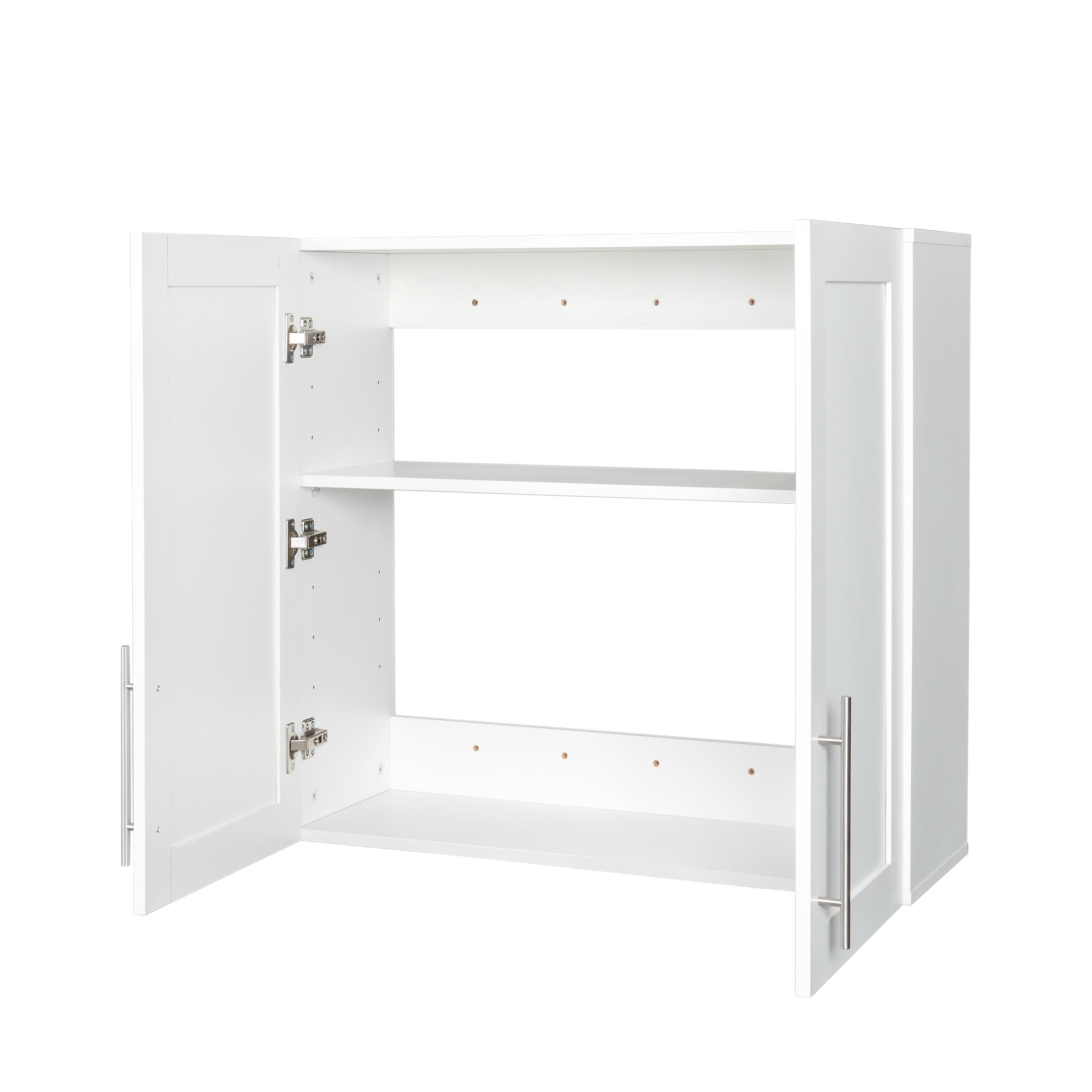 Noble House Frederick 31.50" Wall-Mounted Stackable Storage Cabinet, Adjustable Shelves, Space-Saving, White