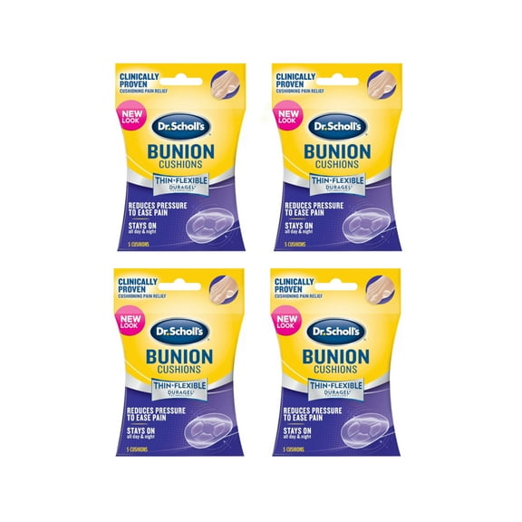 4 Pack Dr. Scholl's Duragel Bunion Cushions, Thin & Flexible, 5 Cushions Each