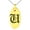 Gold, variant on Stainless Steel Letter U Initial Old English Monogram Engraved Small Oval Charm Pendant Necklace