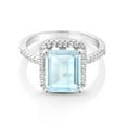 thumbnail image 2 of Gem Stone King 925 Sterling Silver Sky Blue Topaz Engagement Ring for Women (4.36 Cttw, Emerald Cut 10X8MM, Gemstone November Birthstone, Size 5), 2 of 4