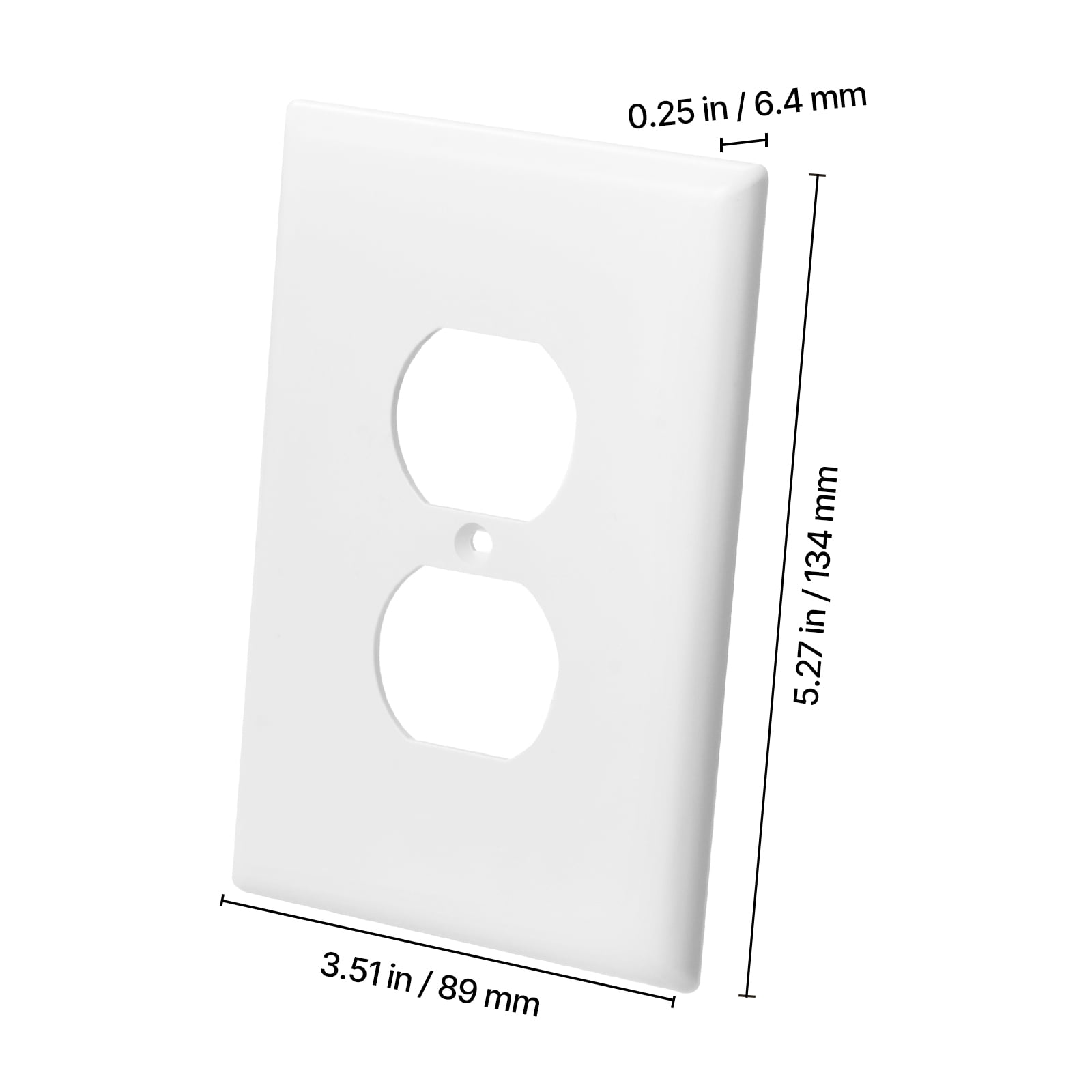 KFFKFF 1-Gang Duplex Outlet Covers, Pack of 10 Standard Wall Plates, Durable Polycarbonate Thermoplastic, Dual Receptacle Faceplate for Electrical Outlets, White