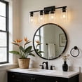 thumbnail image 3 of Bathroom Vanity Lights 4 Lights Black Wall Mounted Mirror Wall Lights with Glass Cover Bathroom Farmhouse Bedroom Dressing Lights, 3 of 9