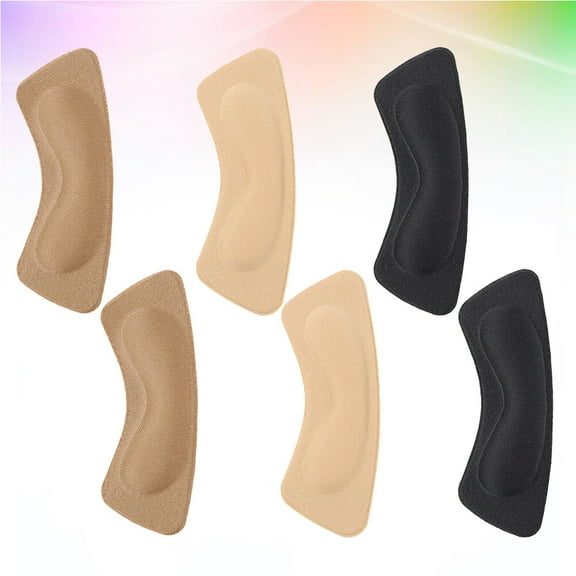 UNOMOR 6 Pairs of Anti-Friction Heel Pads for Walking with Sponge in Black