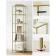 thumbnail image 5 of Gold Bookshelf, 6-Tier Bookcase Slim Storage Shelving for Home, Display Organizer Rack, 5 of 6