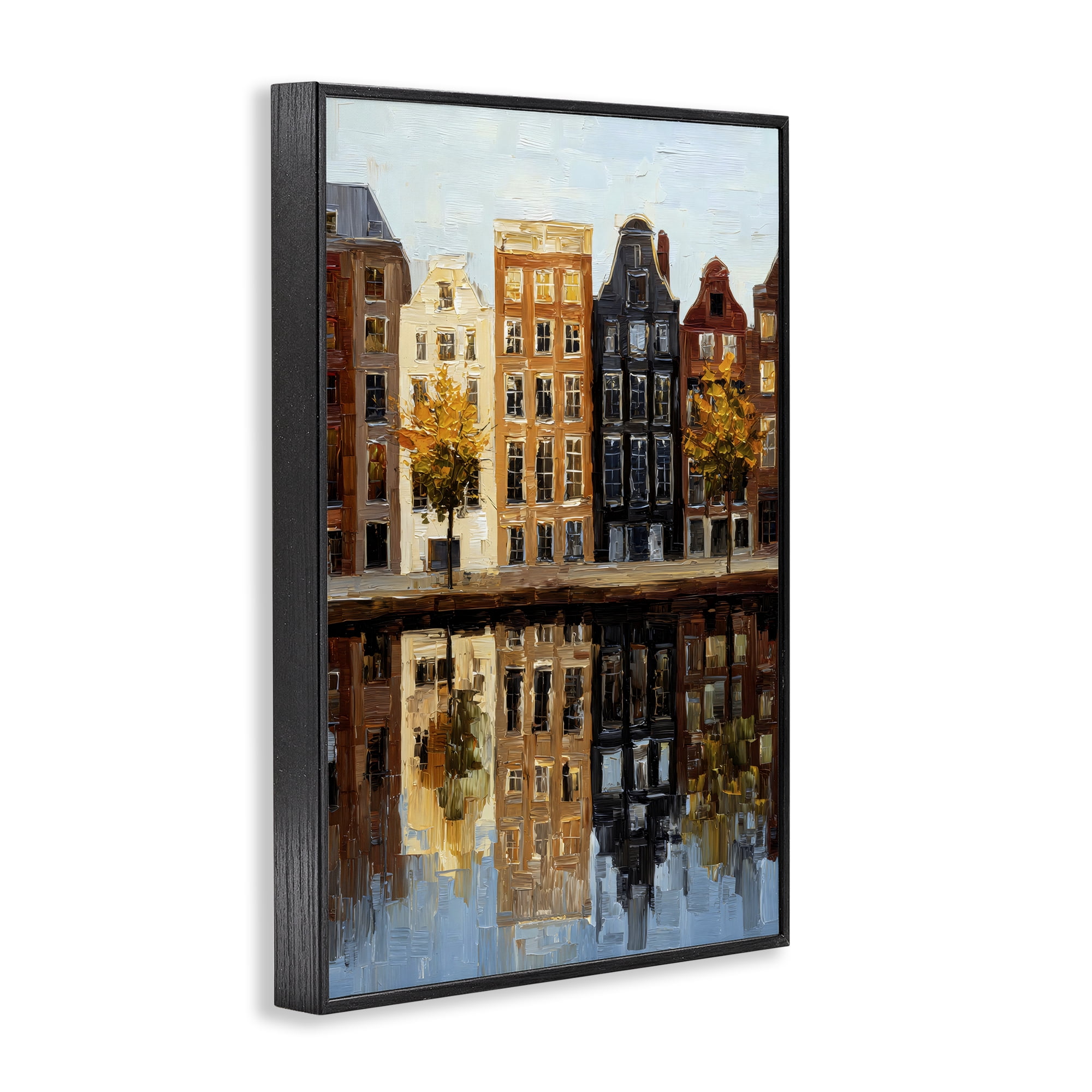 Stupell Industries City Reflection over Canal Black Framed Giclee Art, design by Petal Prints Design