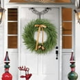 thumbnail image 6 of Guvpev 24" Artificial Cypress Christmas Wreaths - Real Touch Winter Cedar Wreath for Front Door, Large Christmas Pine Wreaths with Bow & Bell for Wall, Windows, Indoor Outdoor Christmas Decorations, 6 of 7