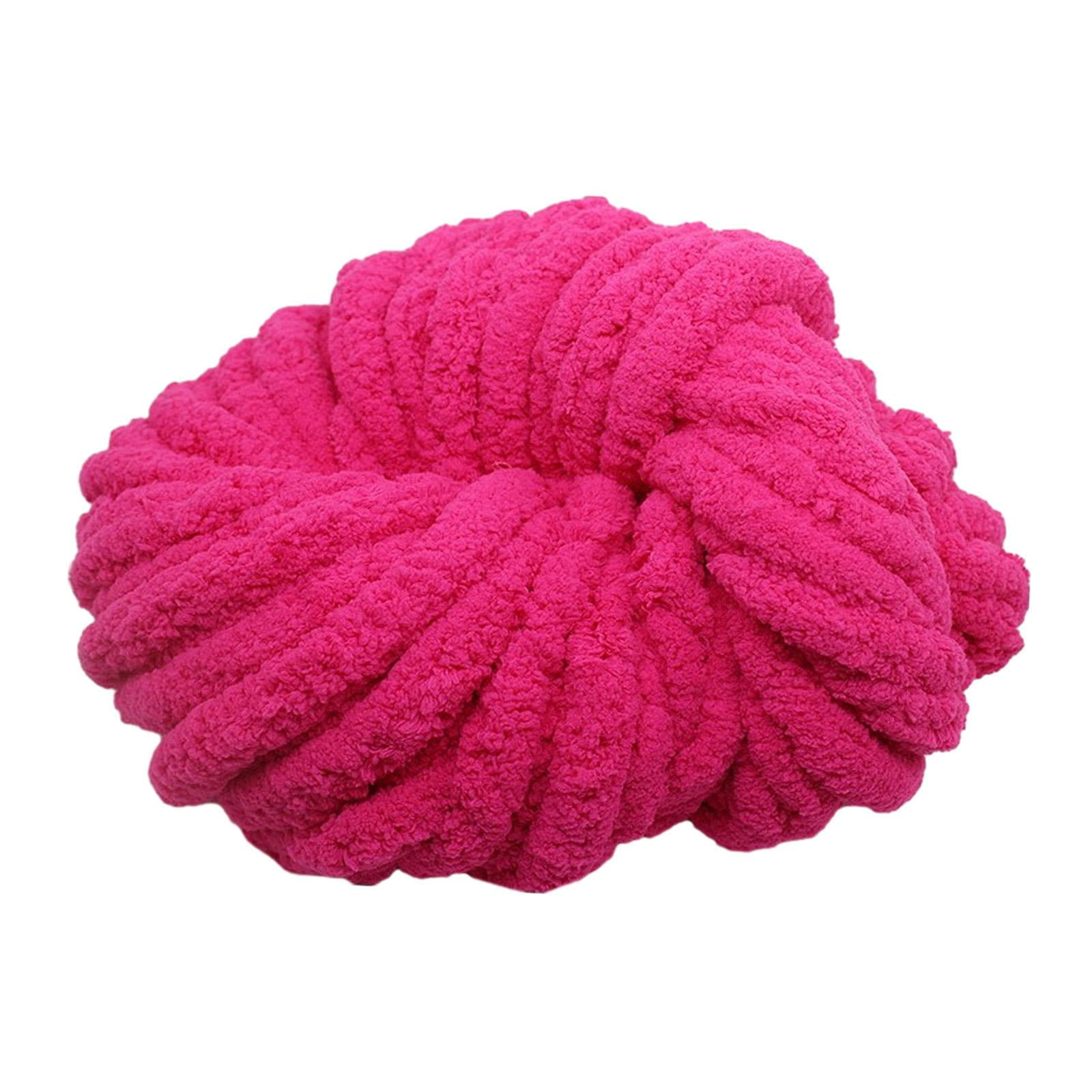 Abbraccia Chunky Chenille Yarn Acrylic Fibers Gauge 7 Jumbo Giant Washable Bulky Yarn Thick Yarn for Sofa Throw Crocheting Hat Blanket Rose Red