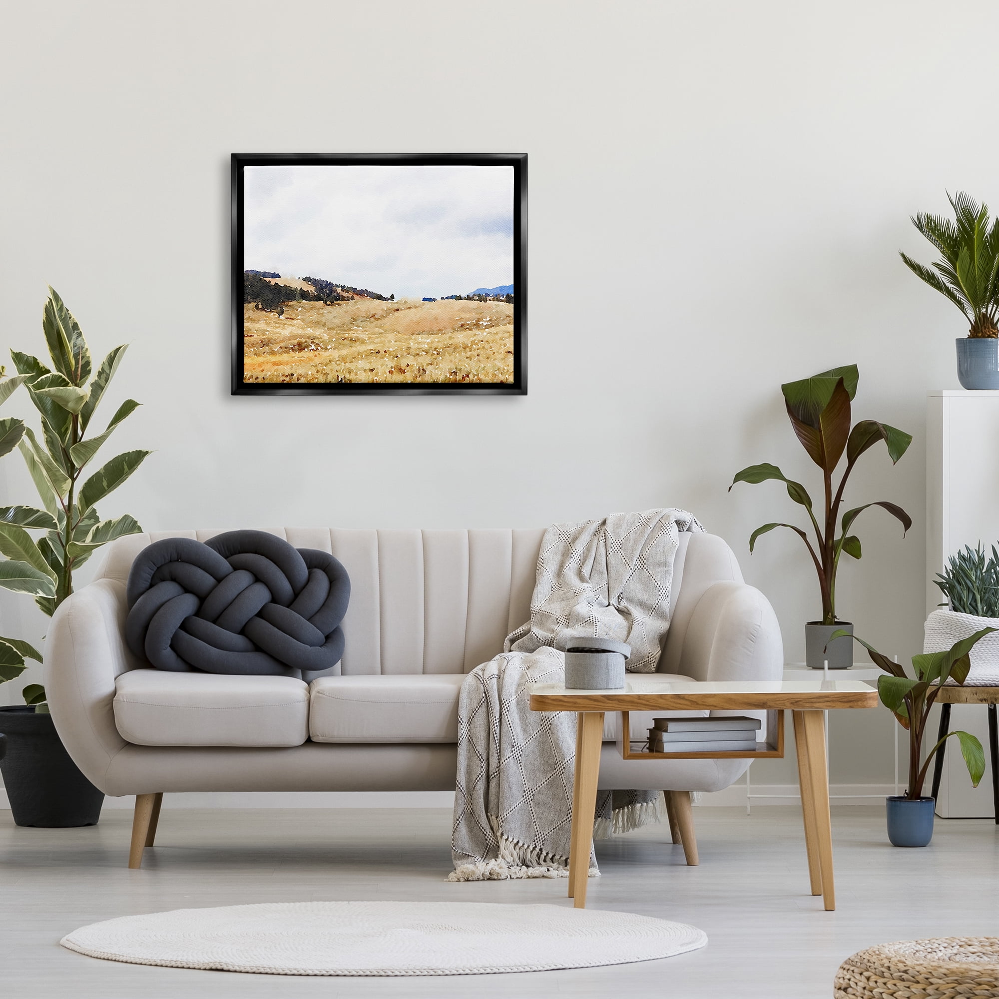 Stupell Montana Plains Rural Countryside Landscape Painting Black Floater Framed Art Print Wall Art