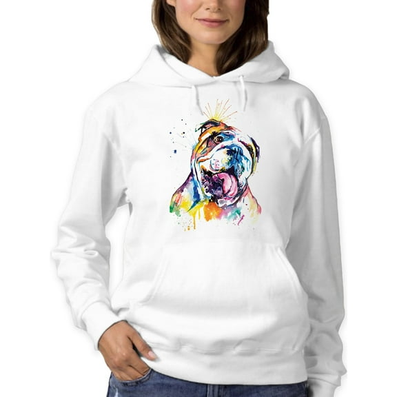 Pastell Colorful English Bulldog Hoodie Women -Weekday Best Designs, Female Large