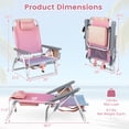 thumbnail image 3 of Costway 2PCS Beach Chairs with 5-Position Backrest & Padded Headrest, Cup Holder & Ice Bag Gradient Pink, 3 of 9