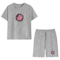 thumbnail image 5 of dazeni Boys 4th of July Outfit Kids American Flag Short Sleeve T-Shirt & Shorts Set for Independence Day Gray 13 Years, 5 of 9