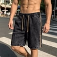 thumbnail image 6 of Thousandth Men's Casual Washed Denim Shorts Summer Elastic Waist Drawstring Everyday Shorts Breathable Relaxed Streetwear Shorts with Pockets, 6 of 8