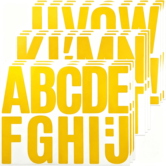 CCOCC 102 Large Alphabet Stickers,9 Sheets 4In Yellow Letters,Vinyl Letters Sticker Decals for Mailboxes,Doors,Cars,Bulletin Boards,Suitable for Indoor and Outdoor