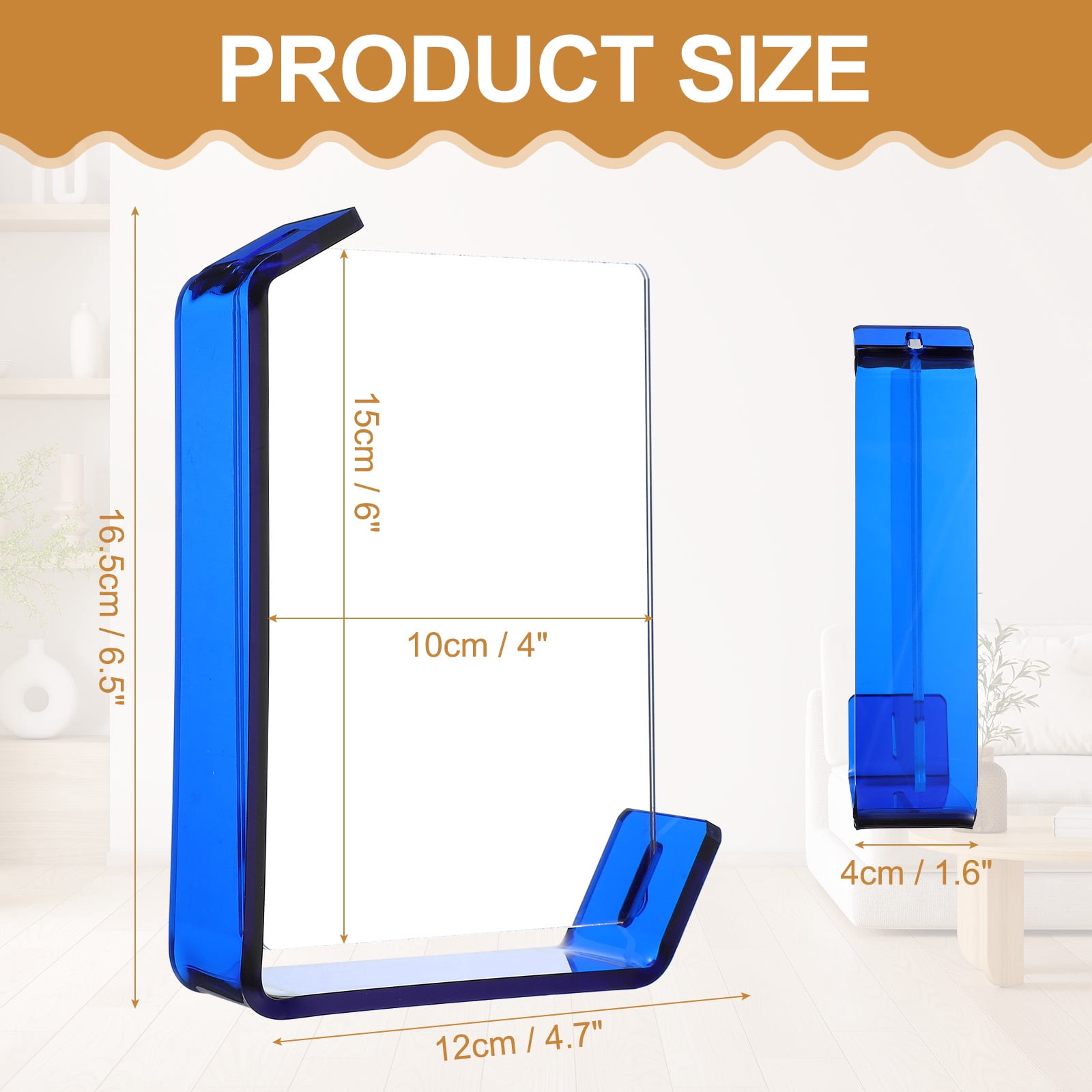 Unique Bargains Durable Acrylic Floating Picture Frame for Wall Blue 4" x 6"