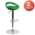 thumbnail image 3 of BizChair 2 Pk. Contemporary Green Plastic Adjustable Height Barstool with Rounded Cutout Back and Chrome Base, 3 of 8
