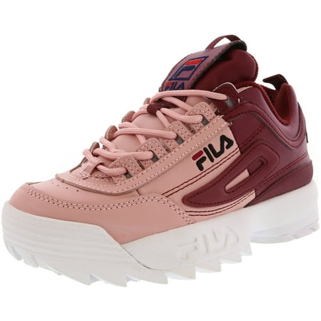 Fila Women's Disruptor Ii Split Pink Shadow/True Red/White Ankle-High Walking Shoe - (Best Shoes For Walking Around India)
