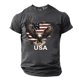 thumbnail image 4 of Tops para hombre, blusas y camisas de cuello redondo y manga corta para hombre. Top/camisa de cuello redondo y manga corta con estampado del Día de la Independencia para hombre. Tops para hombre., 4 of 5