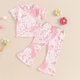 thumbnail image 3 of Conjunto de pantalones acampanados y leggings para niña de hoksml - Conjunto de 2 piezas de camiseta y leggings - Conjunto de pantalones acampanados de verano para niña (0-5 años), 3 of 8