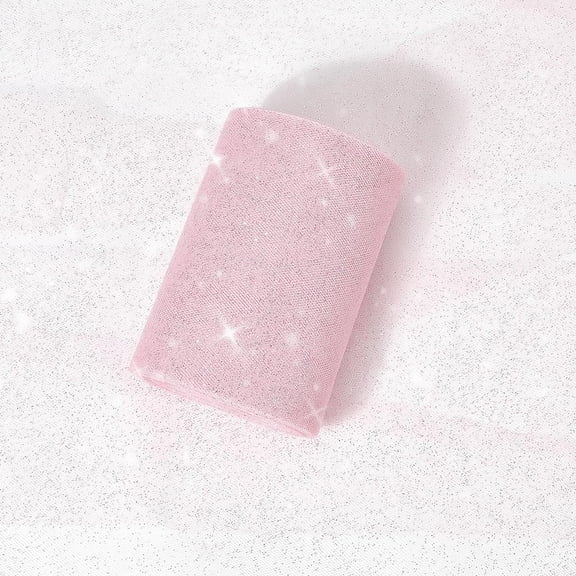 50 Yards 6 Inch Pink Tulle Fabric Roll by The Yard Polyester Sparkle Mesh Soft Cloth Breathable Sheer Netting Spool Fabrics