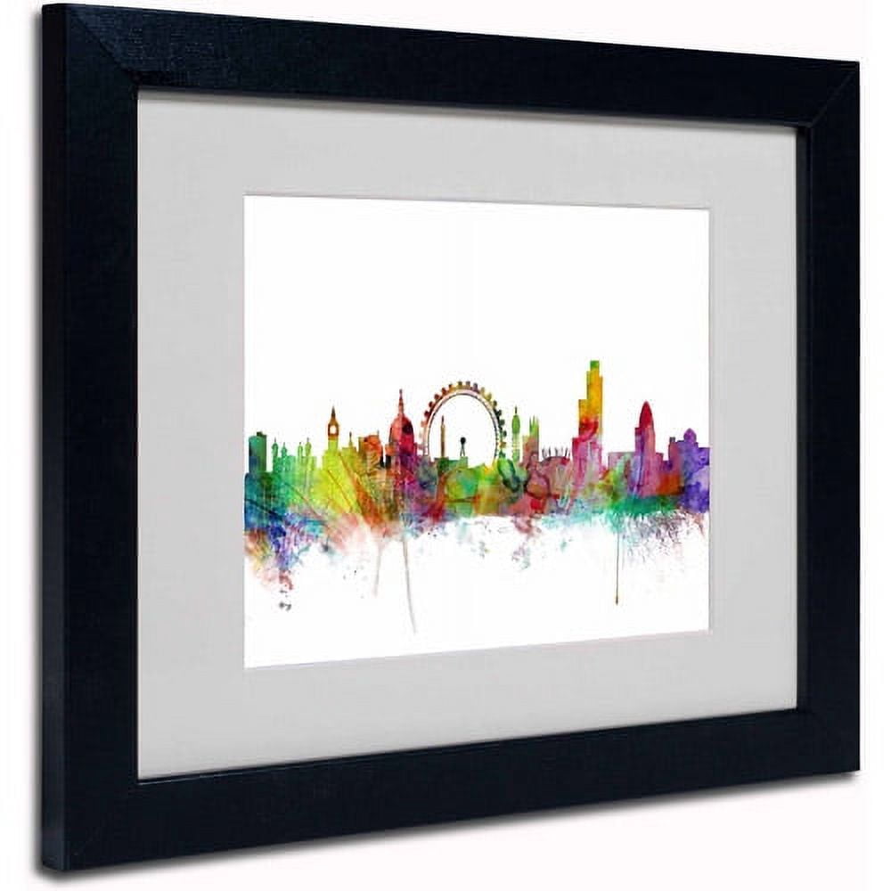 Trademark Fine Art "London England Skyline V" Canvas Art by Michael Tompsett, Black Frame