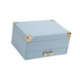 thumbnail image 4 of Jeyry Box Case de joyería de joyería Caja de almacenamiento de 2 capas Organizador de joyas de recipiente Organizador de collar para aretes colgantes Azul, 4 of 8