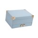 thumbnail image 4 of Joyería de viaje Joyería Caja de almacenamiento de 2 niveles Case de joyería de viaje Organizador de joyería Pantalla para anillos Parring de collar Azul, 4 of 8