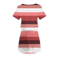 thumbnail image 6 of THDHVS Casual Dresses for Women,Womens Dresses,V Neck Midi Dress with Short Sleeve Side Pocket and Tie Detail Print Hot Pink, 6 of 7