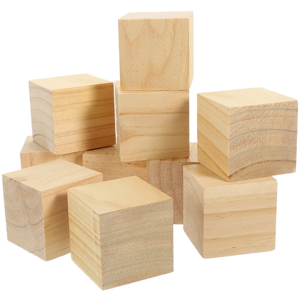 EeaseMX 10 bloques de madera naturales pequeños para manualidades, corte preciso, cuadrados, para manualidades y proyectos de bricolaje (6 x 6 x 6 cm)