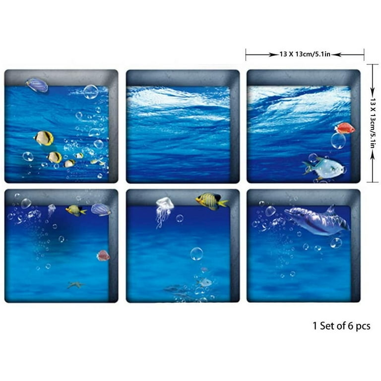 Bath Treads Stickers Beach Pattern Square 3d Adhesive Anti Slip