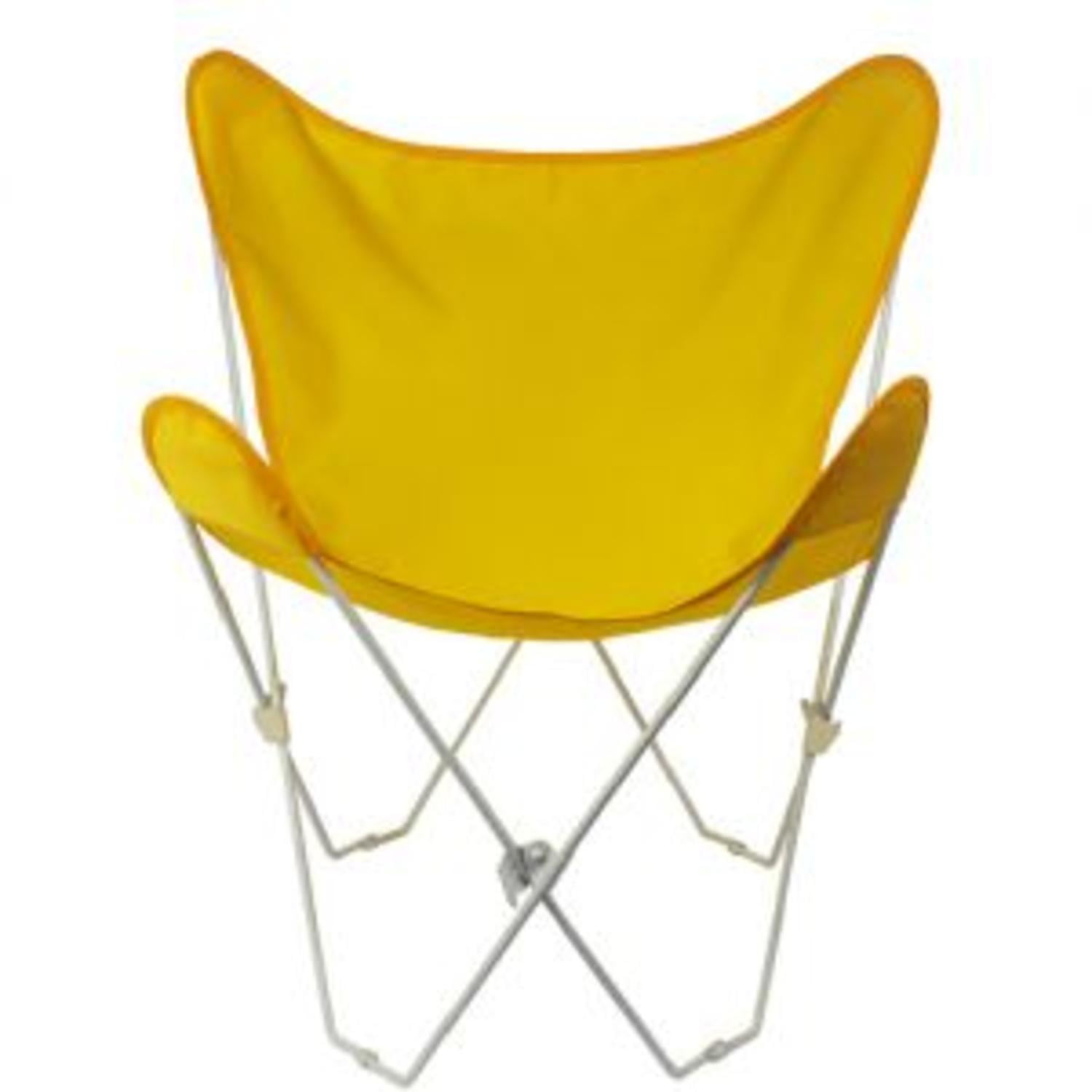 35â€ Retro Style Outdoor Patio Butterfly Chair with Sunny Yellow Cotton