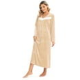 thumbnail image 4 of WBQ Women's Velvet Nightgowns Long Sleeve Lace V Neck Vintage Sleepwear Loose Nightshirt Pajama Dress Long Sleepshirts Ladies Lightweight Nightdress, S-2XL, 4 of 6