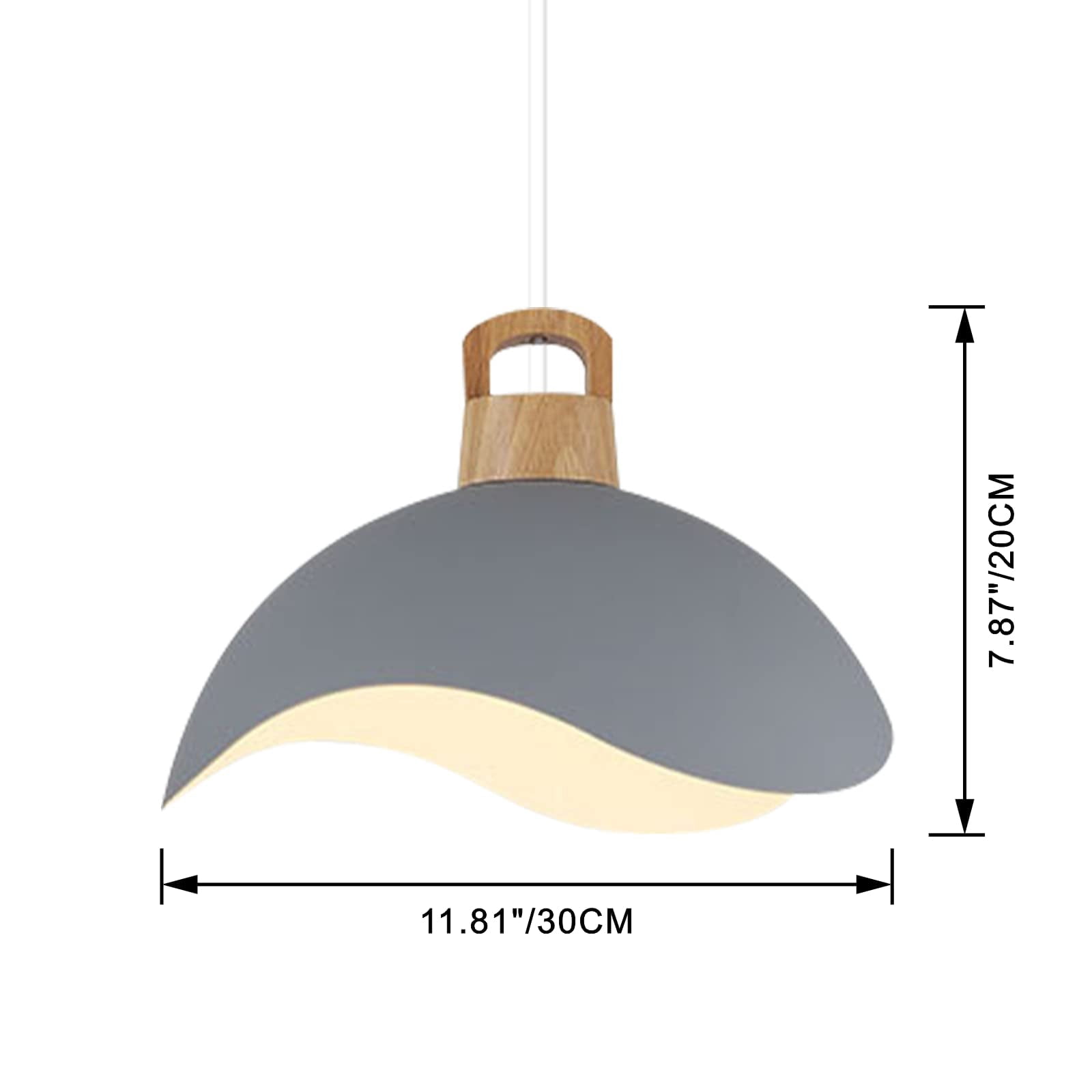 Kiven Plug in Pendant Light, Modern Hanging Light Fixture with Grey Iron Shade, E26 Socket Dimmable Pendant Light for Bedroom Hallway Kitchen Island