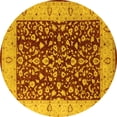 thumbnail image 1 of Ahgly Company Machine Washable Indoor Round Oriental Yellow Industrial Area Rugs, 3' Round, 1 of 4