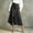 c01Gray, variant on Womens Asymmetrical Wrap Hem A-Line Slit Denim Midi Jean Skirt Stretch High Waist Frayed Button Up Skirts For Work Daily Wear Gray M