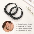 thumbnail image 4 of [Clearance] Women Earrings Bamboo Hoop Earrings 40mm Metal Stainless Steel Black Thick Hoop Huggie Earrings Simple Minimalist Ear Jewelry Gift for Mom Girlfriend Wife Mothers Day on Clearance, 4 of 8