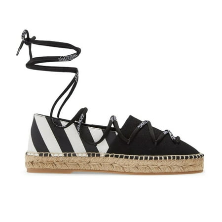 

Off-White Women s Cotton Leather Espadrilles Black White