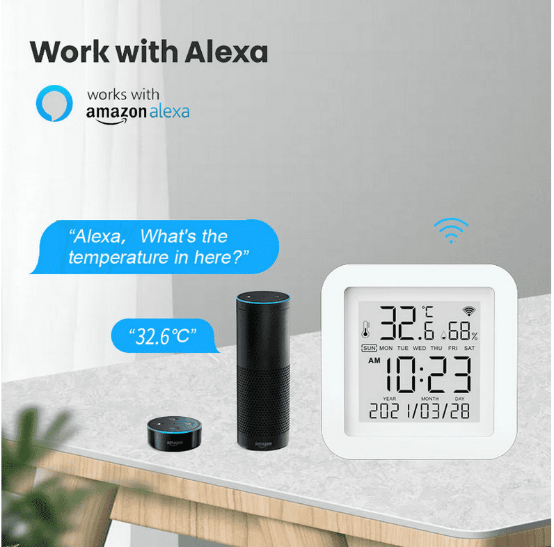If Link with a TUYA Plug or IR Remote Wi-Fi Thermometer Hygrometer Hubs & Controller Room Temperature Humidity Sensor Smart Control Heating Fan Cooling & Humidifier Compatible with Alexa 