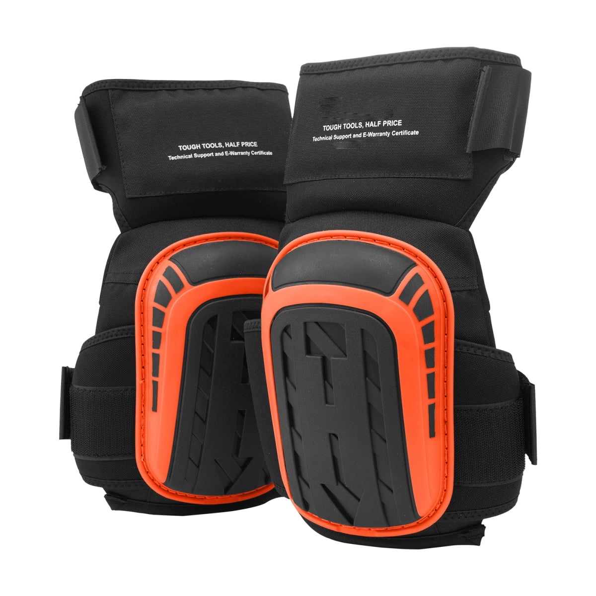 FENGFAN Heavy Duty Work Knee Pads Gel Foam Anti-Slip with Extension Straps Black Orange 1 Pair