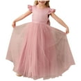 thumbnail image 2 of Flower Girl Dress V-Back Sleeveless Pearl Tulle Pageant Maxi Gown First Communion, 2 of 5