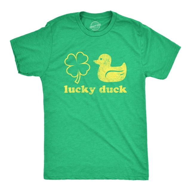 T-shirt pour Hommes « Lucky Duck » Drôle Trèfle St Patricks Day T-Shirt Graphique (Vert Chiné) - TG