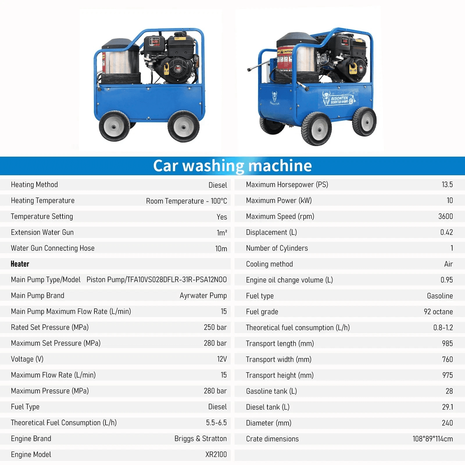 DigMaster Hot Water Pressure Washer 4060 PSI 4.0 GPM 13.5 HP B&S Engine Diesel Heated 212°F AR Pump 304 Tank, Heavy Duty Commercial Cleaner