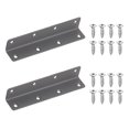 thumbnail image 1 of Uxcell 2 Paquete de Soportes en L, Soportes de Esquina de Acero Inoxidable de 90 Grados con Tornillos para Estantes de Madera, Mesas, Sillas, Gabinetes, Estanterías (5.51"x0.98"x0.98", Gris), 1 of 6