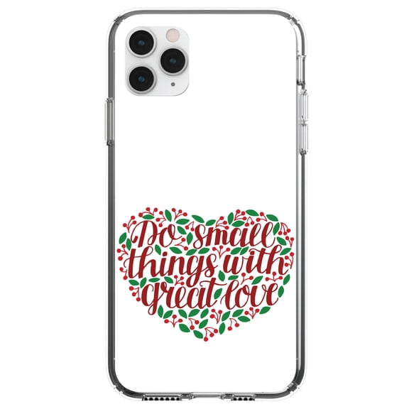 DistinctInk Clear Shockproof Hybrid Case for iPhone 12 MINI (5.4" Screen) - TPU Bumper, Acrylic Back, Tempered Glass Screen Protector - Do Small Things With Great Love - Floral