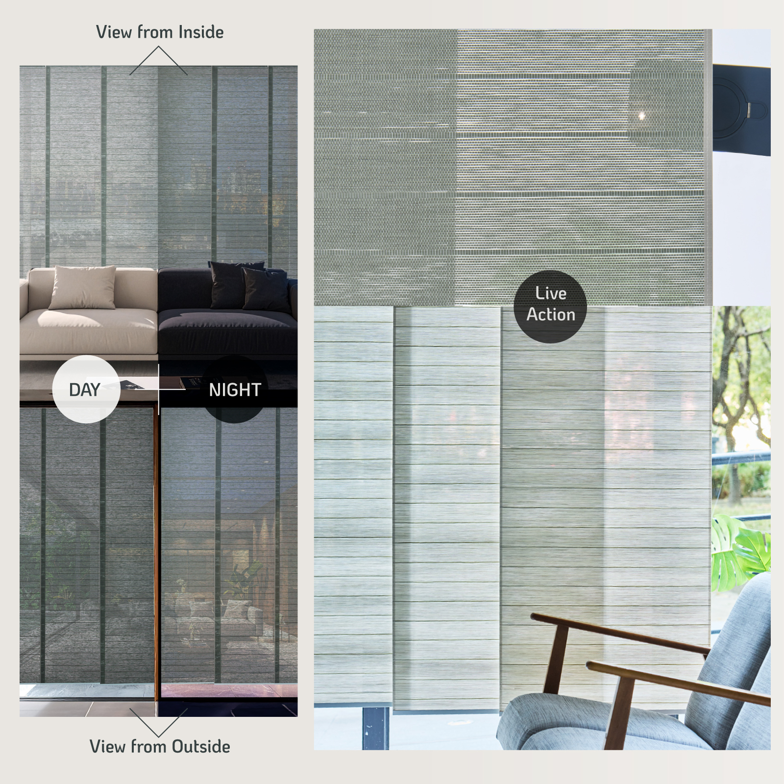 Piecenat Panel Track Blinds 23 in Cordless Paper for Sliding Door Vertical Window Blinds, Sage Gray, 85.5 in x 96 in