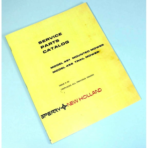 Sperry New Holland 451 456 Mowers Bar Sickle Cutter Service Parts Catalog Manual