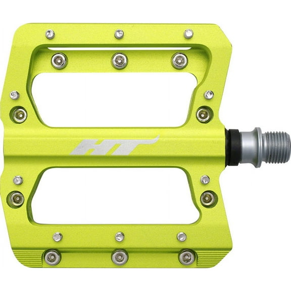 HT AN14A Nano Platform Pedals 9/16" Aluminum Body 20 Adjustable Pins Apple Green