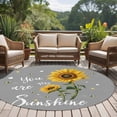 thumbnail image 4 of Round Area Rug 8 Ft, Sunflowers Washable Non-Slip Circle Carpet for Living Room/Bedroom, Spring Summer Bees Yellow Floral Grey Collection Low-Profile Large Area Rugs for Indoor, 4 of 8