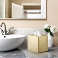 thumbnail image 4 of Monarch Abode Tissue Box Cover, Hand Hammered, Metal, Square Tissue Box Holder, Brushed Gold, 4 of 6