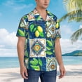 thumbnail image 3 of Susaid Lemon and Leaves Print Short Sleeve Shirts Button Down Casual Shirts Summer Beach Aloha Button Down Short Sleeve for Men ,Large, 3 of 7