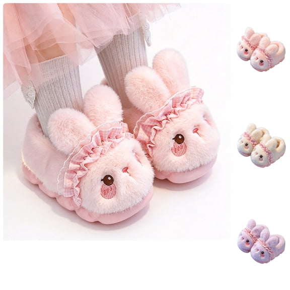 BCSIOAOI Toddler Slippers Bunny Warm Fuzzy Indoor Outdoor House Shoes